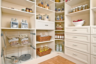 Walk In Pantry using Laminate with Wire Baskets
